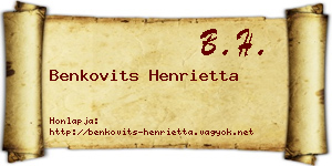 Benkovits Henrietta névjegykártya