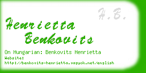 henrietta benkovits business card